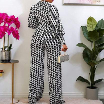 GEOMETRY PRINTED CASUAL WIDE-LEG JUMPSUIT