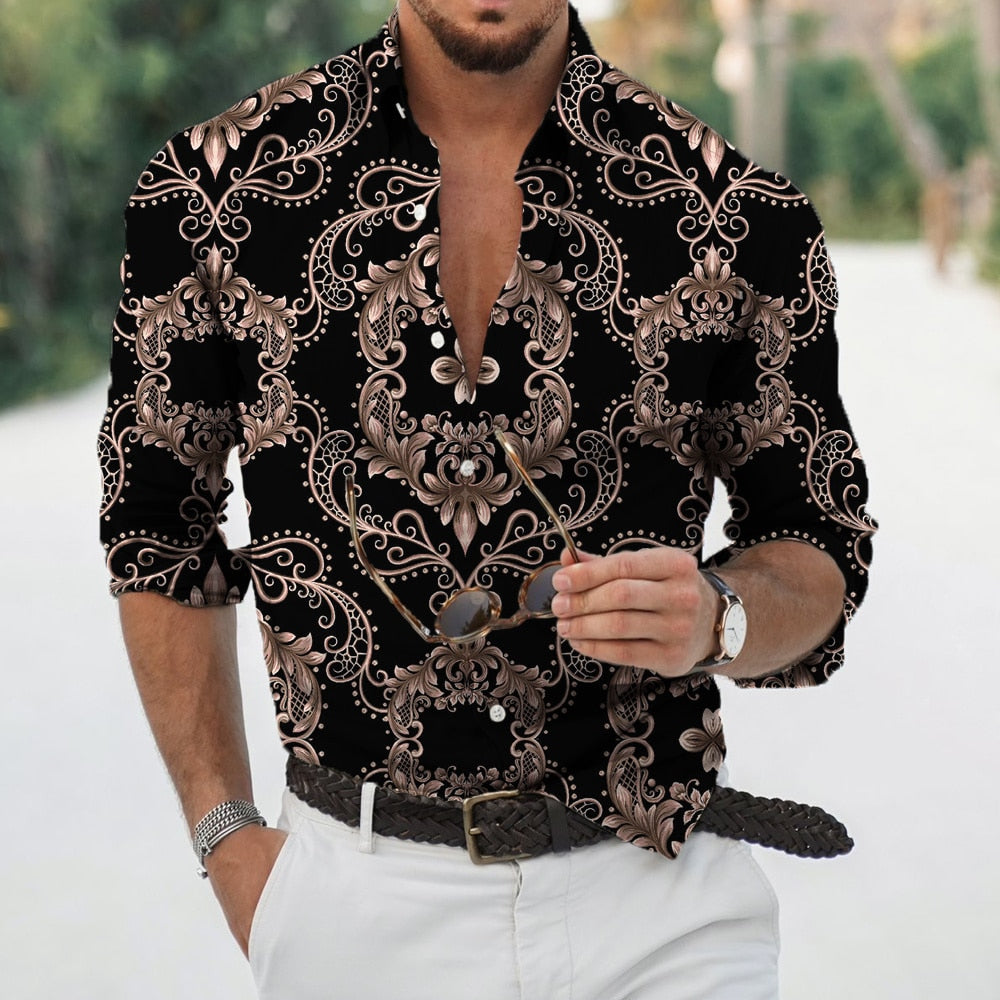 D Baroque Long Sleeve Luxury Social Shirt